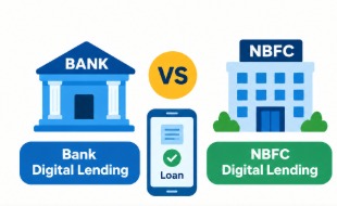 Bank vs NBFC digital lending comparison showing online loan applications, interest rates, eligibility and digital banking services.